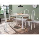 Ver imagem 1 de Conjunto Mesa de Jantar 4 Cadeiras Malva Tampo Vidro 107cm Branco 121 Assento Rattan - Movelpolo