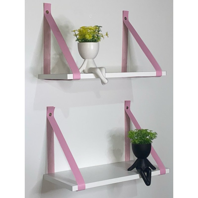 Ver imagem 1 de Kit 2 Prateleiras de Mdf 40x20cm:rosa Bebe