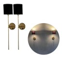 Ver imagem 1 de Kit 2 Arandelas Luminária de Parede Clássico Dourado com Interruptor com Cúpula Preto Ref 83