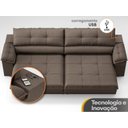 Ver imagem 7 de Sofá com Carregador USB Retrátil Reclinável Montreal 2,90m Velosuede Marrom - NETSOFAS