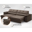 Ver imagem 5 de Sofá com Carregador USB Retrátil Reclinável Montreal 2,90m Velosuede Marrom - NETSOFAS