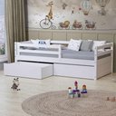Ver imagem 1 de Cama Solteiro Dreams com 02 Gavetas e Grade de Proteção Madeira Maciça Branco Megamobilia