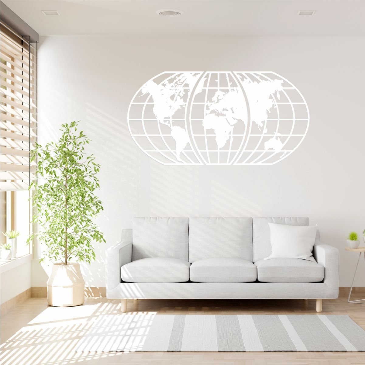 Quadro Decoracao Vazado Mapa Mundi World Tripl Branco 120x65 - 3