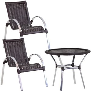 Jogo 2 Cadeiras e Mesa para Área Piscina Lazer - Tabaco