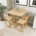 Ver imagem 1 de Conjunto Mesa 4 Cadeiras Pequena Pinus Industrial Dourado Don Castro Decor Industrial Premium
