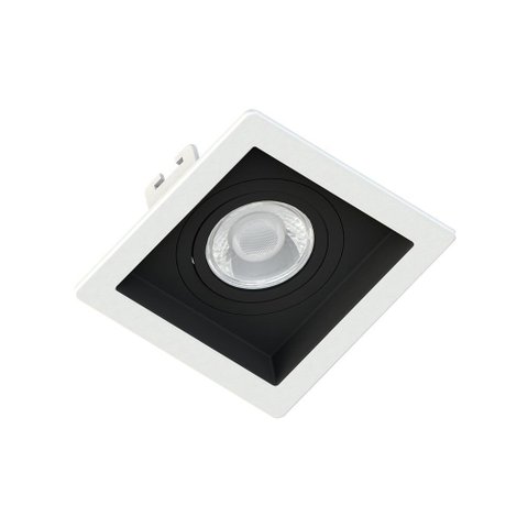Spot de Embutir Face Recuado Quadrado Dicróica Par16 10x10x3,5cm Termoplástico Branco e Preto Bivolt