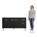 Ver imagem 5 de Balcão Gabinete Para Pia Sem Tampo 150cm 4 Portas e 1 Gaveta Gabriela Preto - AJL Móveis