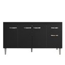 Ver imagem 1 de Balcão Gabinete Para Pia Sem Tampo 150cm 4 Portas e 1 Gaveta Gabriela Preto - AJL Móveis