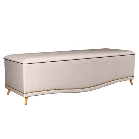 Calçadeira Baú King 195cm Imperial J02 Suede Bege - Mpozenato