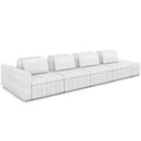 Ver imagem 1 de Sofá Ilha com Puff para Sala Living 425cm Amber M03 Bouclê Branco - Lyam Decor