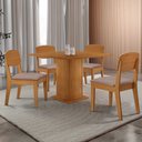 Ver imagem 1 de Mesa de Jantar Loren 90cm Tampo Mdf Canto Reto e 4 Cadeiras Copper Moderna Mobília