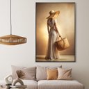 Ver imagem 1 de Quadro Feminino Mulher e Suas Poses Chapéu e Bolsa Sala Quarto Casa Escritório