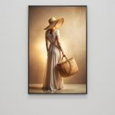 Ver imagem 6 de Quadro Feminino Mulher e Suas Poses Chapéu e Bolsa Sala Quarto Casa Escritório