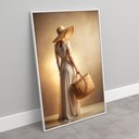 Ver imagem 3 de Quadro Feminino Mulher e Suas Poses Chapéu e Bolsa Sala Quarto Casa Escritório