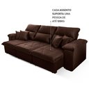 Ver imagem 5 de Sofá Retrátil Reclinável Trento 2,30m Suede Velut Marrom Molas no Assento - King House