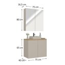 Ver imagem 3 de Conjunto de Banheiro com Cuba 75cm x 145cm Nature Bege/Panna/Carvalho