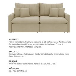 Sofá Cama Retrátil e Reclinável 200cm Madri Movenzo Estofados Veludo - 10