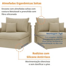 Sofá Cama Retrátil e Reclinável 200cm Madri Movenzo Estofados Veludo - 3