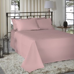 Jogo de Cama Casal Liso 300 Fios Nova América:rosê - 2