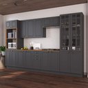 Ver imagem 1 de Armário de Cozinha Modulada Completa Fidelitá Nara 100% MDF 6 Peças 350cm 18 Portas 2 Gavetas com