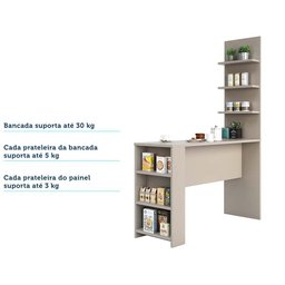Bancada Mesa Gourmet para Cozinha com Painel Suprema Luciane Móveis - 6
