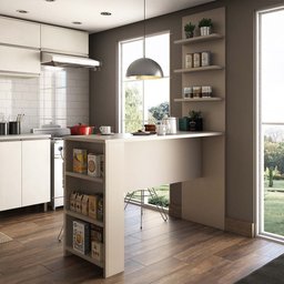 Bancada Mesa Gourmet para Cozinha com Painel Suprema Luciane Móveis - 1