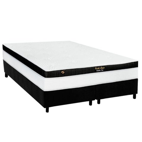 Cama Box Queen: Colchão Molas Masterpocket Ensacadas Luckspuma Gold Line Elastic Gel + Base Crc