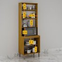Ver imagem 4 de Paneleiro Cristaleira Nala 2 Portas P Microondas Mobilihouse Cinamomo/cinza Acetinado