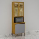 Ver imagem 2 de Paneleiro Cristaleira Nala 2 Portas P Microondas Mobilihouse Cinamomo/cinza Acetinado