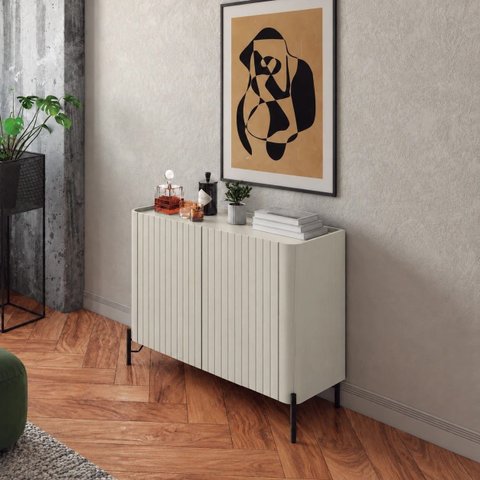 Buffet Bend 99 cm Porta Frisada Incolar Luna com Pé Preto