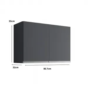 Armário Aéreo Suspenso 2 Portas P/ Cozinha Andreia 80cm Ajl Móveis - Cinza - 2