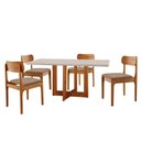 Ver imagem 2 de Conjunto de Mesa de Jantar Vitoria Tampo 120cm Laqueado Canto Moeda com Vidro e 4 Cadeiras Bellini