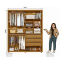 Ver imagem 4 de Guarda-Roupa Casal 4 Portas 3 Gavetas 100% MDF com Espelhos e Pés Greco Marrom/Cumaru