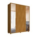 Ver imagem 3 de Guarda-Roupa Casal 4 Portas 3 Gavetas 100% MDF com Espelhos e Pés Greco Marrom/Cumaru