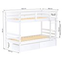 Ver imagem 4 de Beliche Solteiro Eco com 02 Gavetas Madeira Maciça Branco Megamobilia