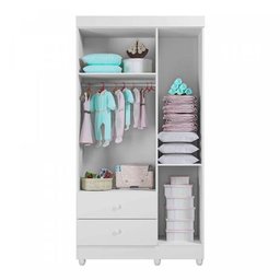 Guarda-roupa de Bebê 3 Portas 2 Gavetas Life Tigus Baby Branco - 3