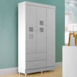 Guarda-roupa de Bebê 3 Portas 2 Gavetas Life Tigus Baby Branco - 2