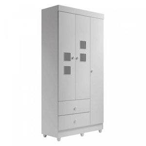 Guarda-roupa de Bebê 3 Portas 2 Gavetas Life Tigus Baby Branco