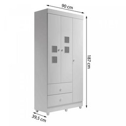 Guarda-roupa de Bebê 3 Portas 2 Gavetas Life Tigus Baby Branco - 4