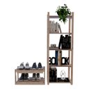 Ver imagem 1 de Conjunto Estante Para Escritório Simples Madeira Natural Organizadora e Sapateiras floreira vertical