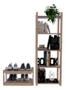 Ver imagem 1 de Conjunto Estante Para Escritório Simples Madeira Natural Organizadora e Sapateiras floreira vertical