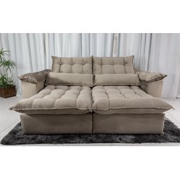 Sofá Retrátil e Reclinável 2,30m em Tecido Veludo C/ Pillow Nos Braços e Molas Ensacadas Bonel/d33:b - 3