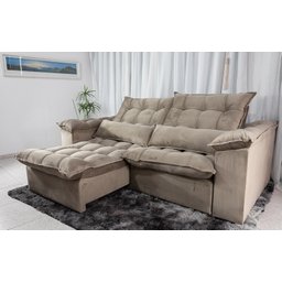 Sofá Retrátil e Reclinável 2,30m em Tecido Veludo C/ Pillow Nos Braços e Molas Ensacadas Bonel/d33:b - 2