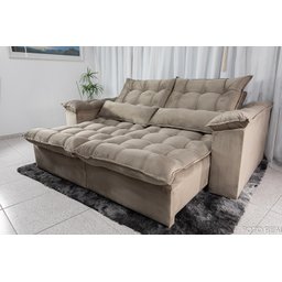 Sofá Retrátil e Reclinável 2,30m em Tecido Veludo C/ Pillow Nos Braços e Molas Ensacadas Bonel/d33:b - 1