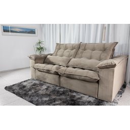 Sofá Retrátil e Reclinável 2,30m em Tecido Veludo C/ Pillow Nos Braços e Molas Ensacadas Bonel/d33:b - 6