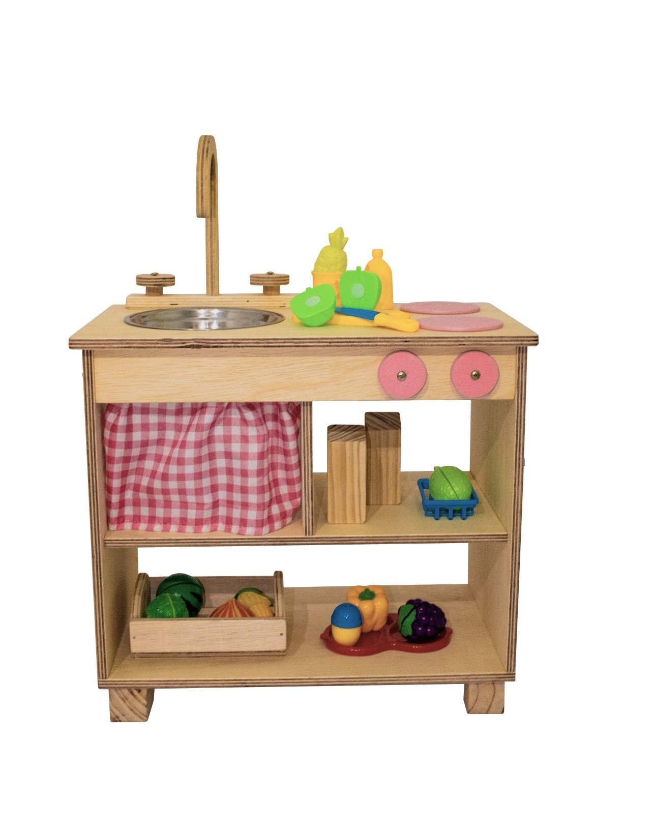 Cozinha de madeira infantil rosa – Ateliê de Madeira