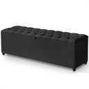 Ver imagem 1 de Recamier Baú Berlim Veludo Preto Queen 1,50m Estofado Pés Pvc Preto