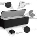 Ver imagem 5 de Recamier Baú Berlim Veludo Preto Queen 1,50m Estofado Pés Pvc Preto