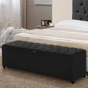 Ver imagem 2 de Recamier Baú Berlim Veludo Preto Queen 1,50m Estofado Pés Pvc Preto