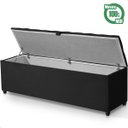 Ver imagem 4 de Recamier Baú Berlim Veludo Preto Queen 1,50m Estofado Pés Pvc Preto